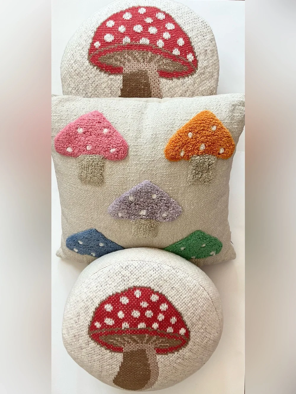 Mushroom Pillow Bundle Mushroom Decorative Knit Pillows Rachel Zoe  Brocante